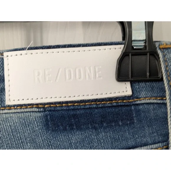 RE/DONE Mid Rise Wide Leg Jeans Button Fly Womens Size 28 Blasted Wash NWT $295